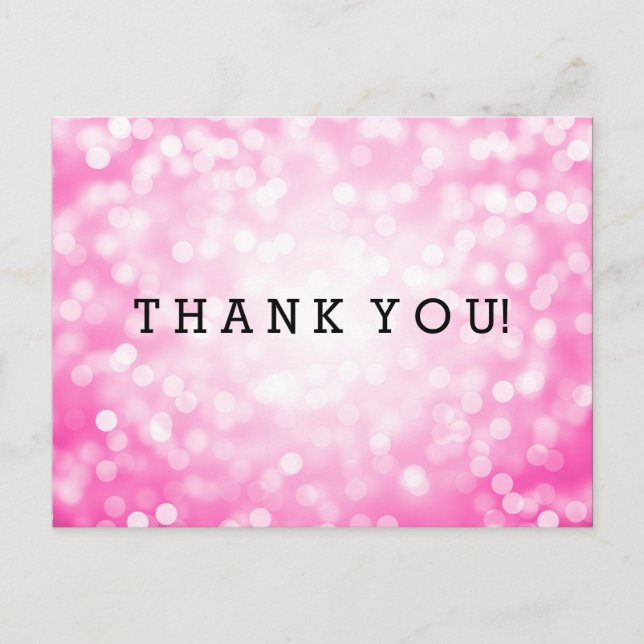 Thank You Note Pink Glitter Lights Postcard (Front)