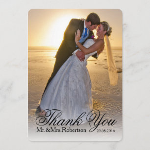 Thank You Note Simple Wedding Photo Card
