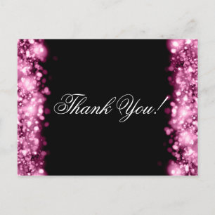 Thank You Note Sparkling Lights Pink Postcard