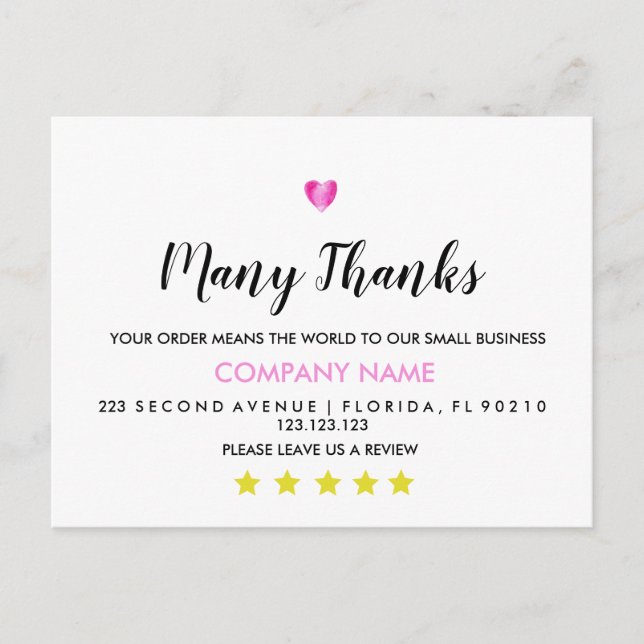 Thank You Note  Thank You business card (Front)