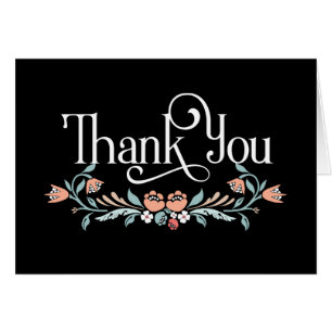 Thank You Note with Stylized Floral Scroll