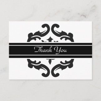 Thank You Notelets in Stylish Black & White Damask Card