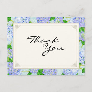 Thank You Notes Blue Hydrangea Lace Floral Formal Postcard