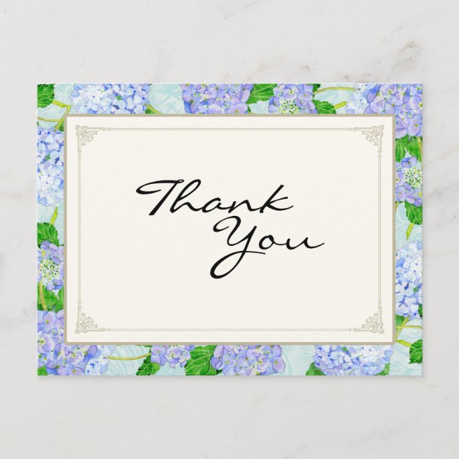 Thank You Notes Blue Hydrangea Lace Floral Formal Postcard (Front)