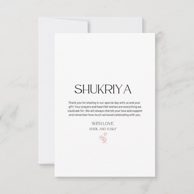 Thank you notes for Muslim Indian Weddings (Front)