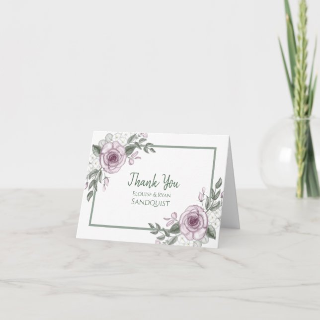 Thank You Notes | Mauve Roses Floral Elegant (Front)
