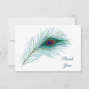Thank You Notes, Peacock Feathers Card