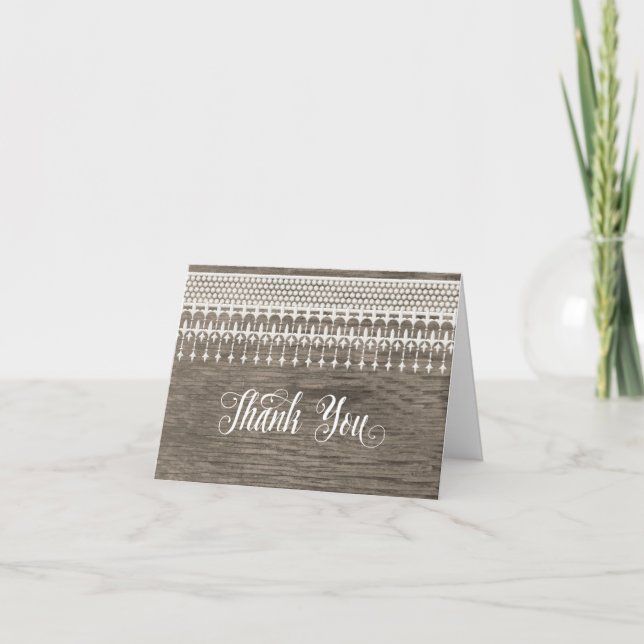 Thank You Notes Rustic Vintage Lace Barn Wood (Front)
