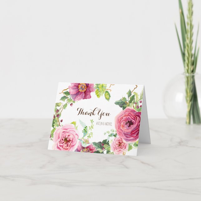 Thank You Notes Watercolor Floral Bridal Wedding (Front)