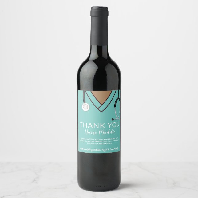 Thank You Nurse and Doctor Card Wine Label (Front)