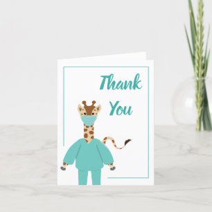 Thank You Nurse Doctor Giraffe Cartoon Animal Card