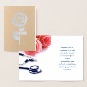 Thank You, Nurse.  Roses and Stethoscope Foil Card
