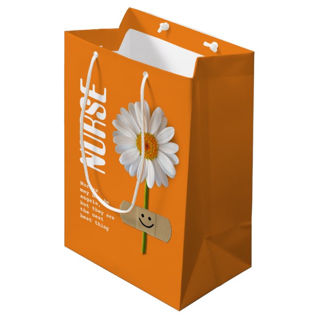 Thank You Nurse. Smiling Daisy Medium Gift Bag (Front Angled)