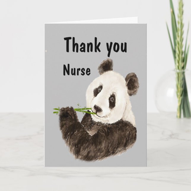 Thank you Nurse with Funny Panda Bear Card (Front)