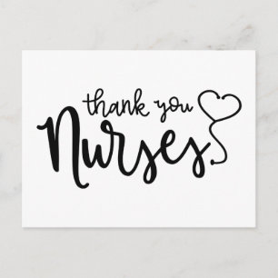Thank You Nurses Fancy Script Postcard