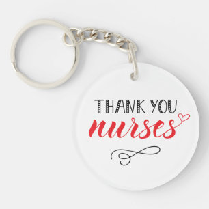 Thank You Nurses   Fun Font Keychain