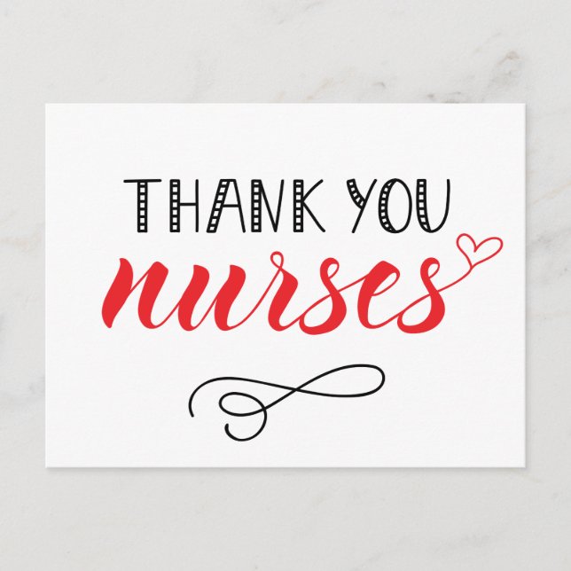 Thank You Nurses | Fun Font Postcard (Front)