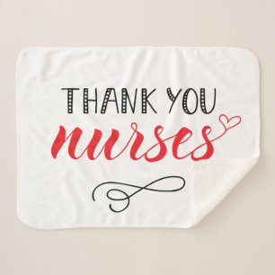 Thank You Nurses   Fun Font Sherpa Blanket