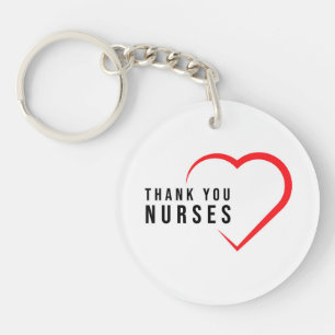 Thank You Nurses   Heart Red Keychain
