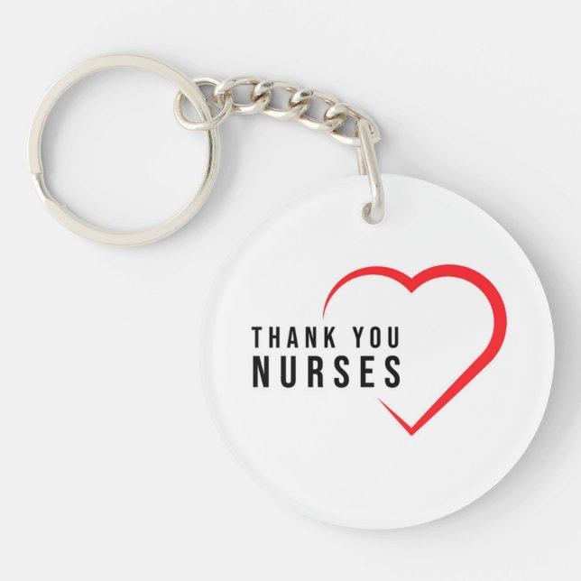 Thank You Nurses | Heart Red Keychain (Front)