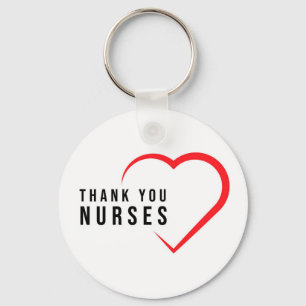 Thank You Nurses   Heart Red Keychain