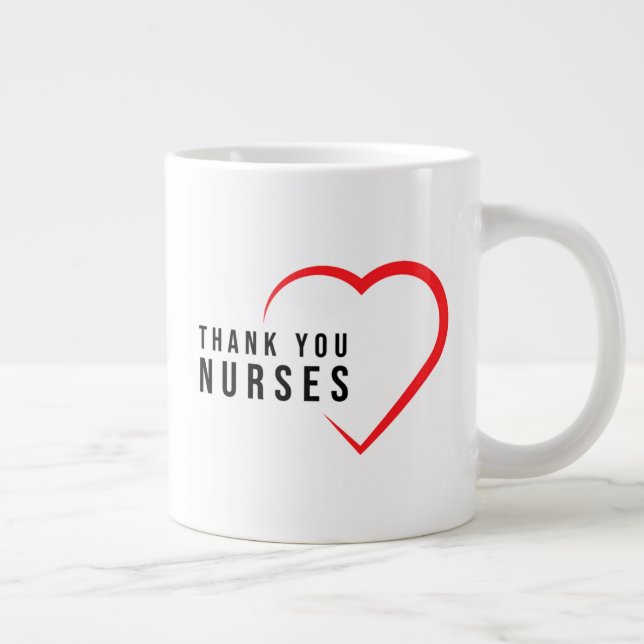 Thank You Nurses | Heart Red Large Coffee Mug (Right)