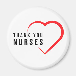 Thank You Nurses   Heart Red Magnet