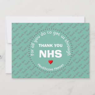 Thank You Nurses NHS Healthcare Heroes AQUA Card