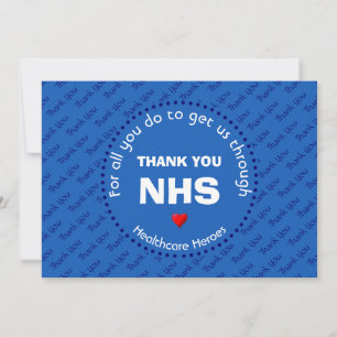 Thank You Nurses NHS Healthcare Heroes CUSTOM Blue Card