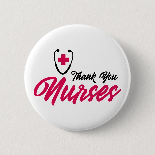 Thank You Nurses | Pink 2 Inch Round Button (Front)