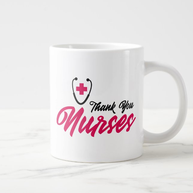 Thank You Nurses | Pink Large Coffee Mug (Right)