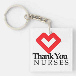 Thank You Nurses   Red Heart Keychain