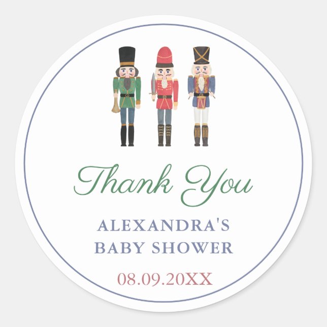 Thank You Nutcracker Ballet Toy Soldiers Holidays Classic Round Sticker (Front)