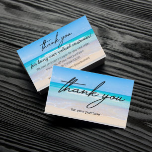 thank you ocean photo background tropical business enclosure card