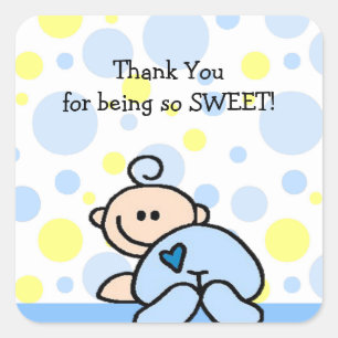 Thank You OH BOY Baby Shower square sticker