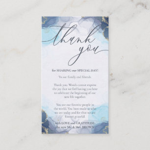 Thank You ombre blue script Enclosure Card