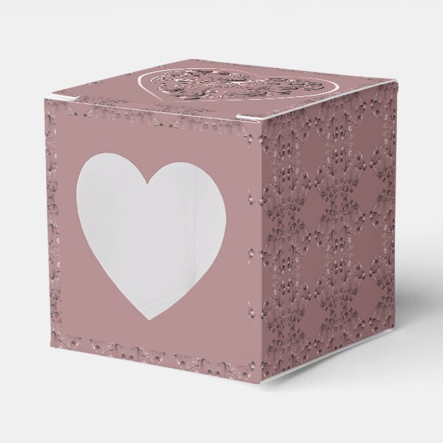 "Thank you" on dusty rose Favor Box (Front Side)
