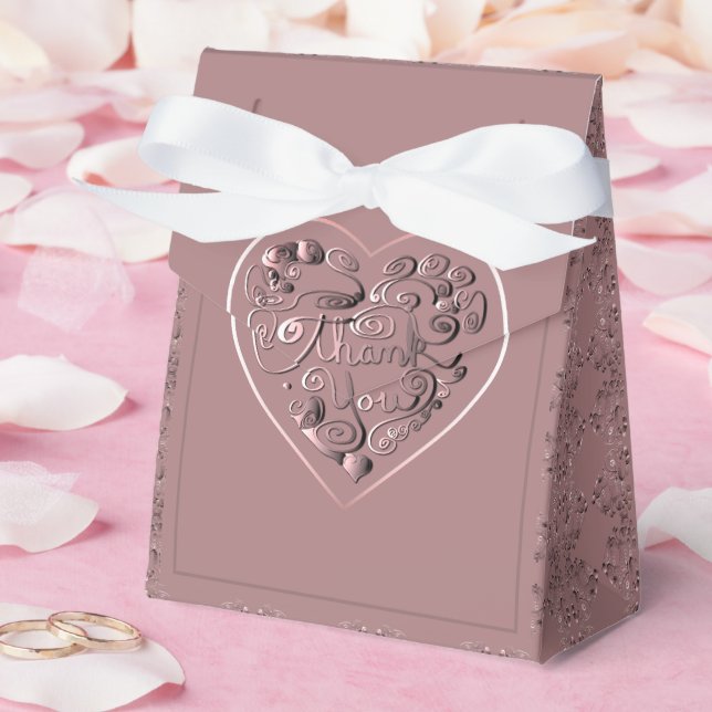 "Thank you" on dusty rose Favor Box (Wedding)