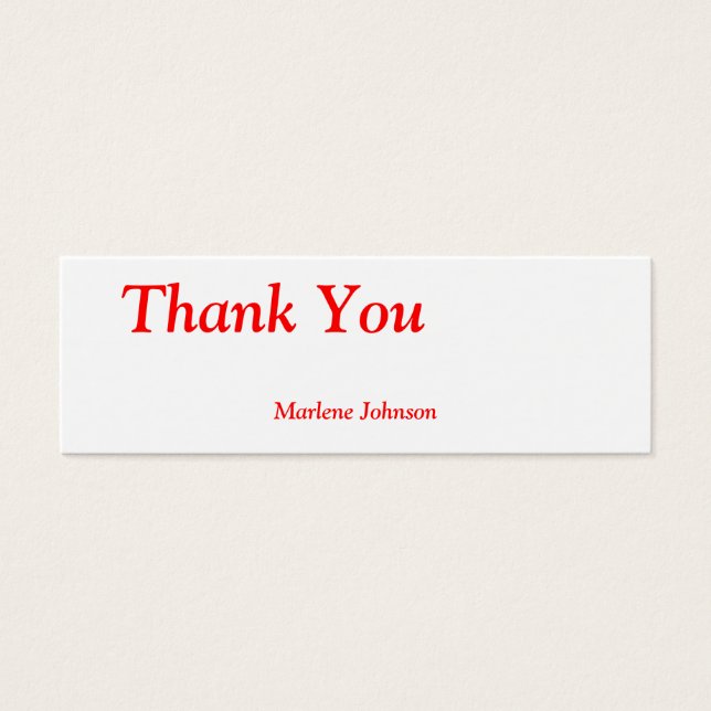 Thank You Option Name Personal Thin Gift Tag (Front)