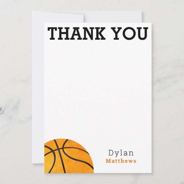 Thank You Orange Basketball Sports Kids (Front)