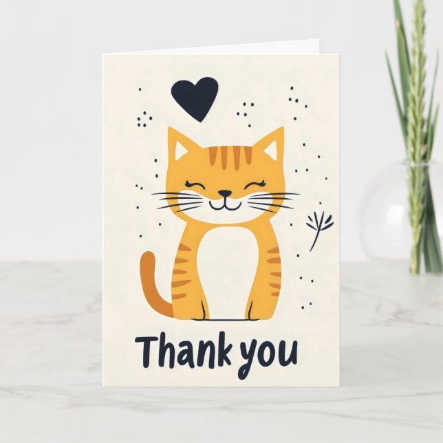 Thank You Orange Cat Cute Holiday Card (Front)