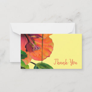 Thank You orange hibiscus flower art Card