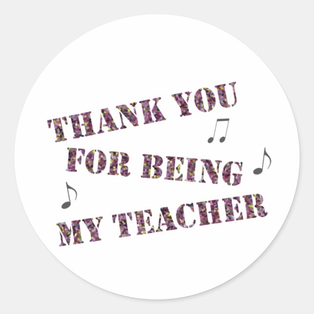 Thank You Orchestra Music Teacher Appreciation Classic Round Sticker (Front)
