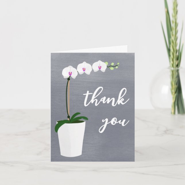 "thank you" Orchid Elegant Script | Blank Inside Card (Front)