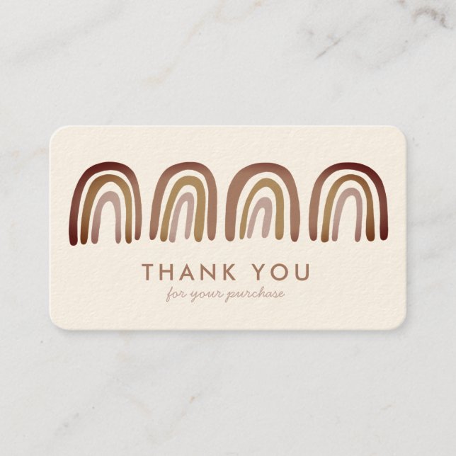Thank You Order Chic Simple Earthy Neutral Rainbow Business Card (Front)