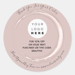 Thank You Order Custom Logo Blush Discount Code Classic Round Sticker