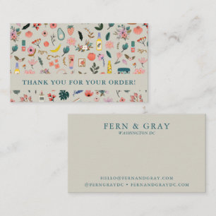 Thank You Order Insert Floral Botanical Card