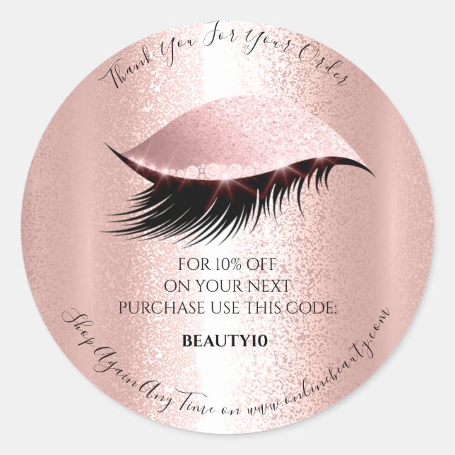Thank You Order Logo Discount Code Lash Studio Classic Round Sticker (Front)