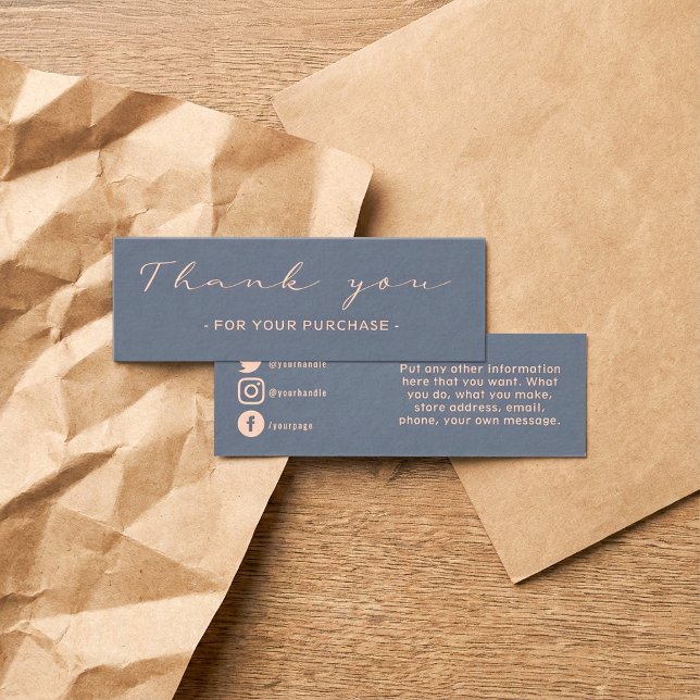 Thank you order, rustic social media insert card (Thank you order, rustic social media insert card.)