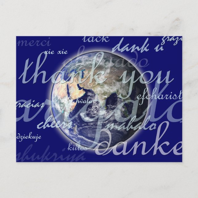 Thank you over earth in different languages postcard (Front)